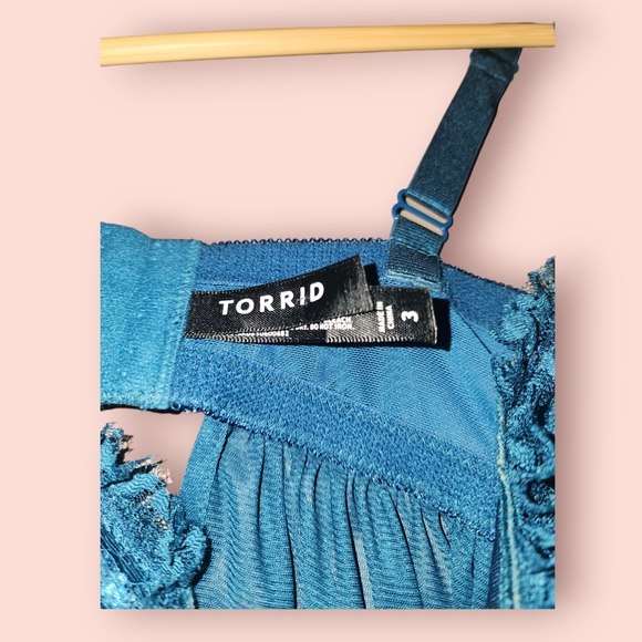 Torrid Lace Babydoll Plus Size 3x Blue Lacy Sexy Lingerie Nightie Underwire - Picture 3 of 3